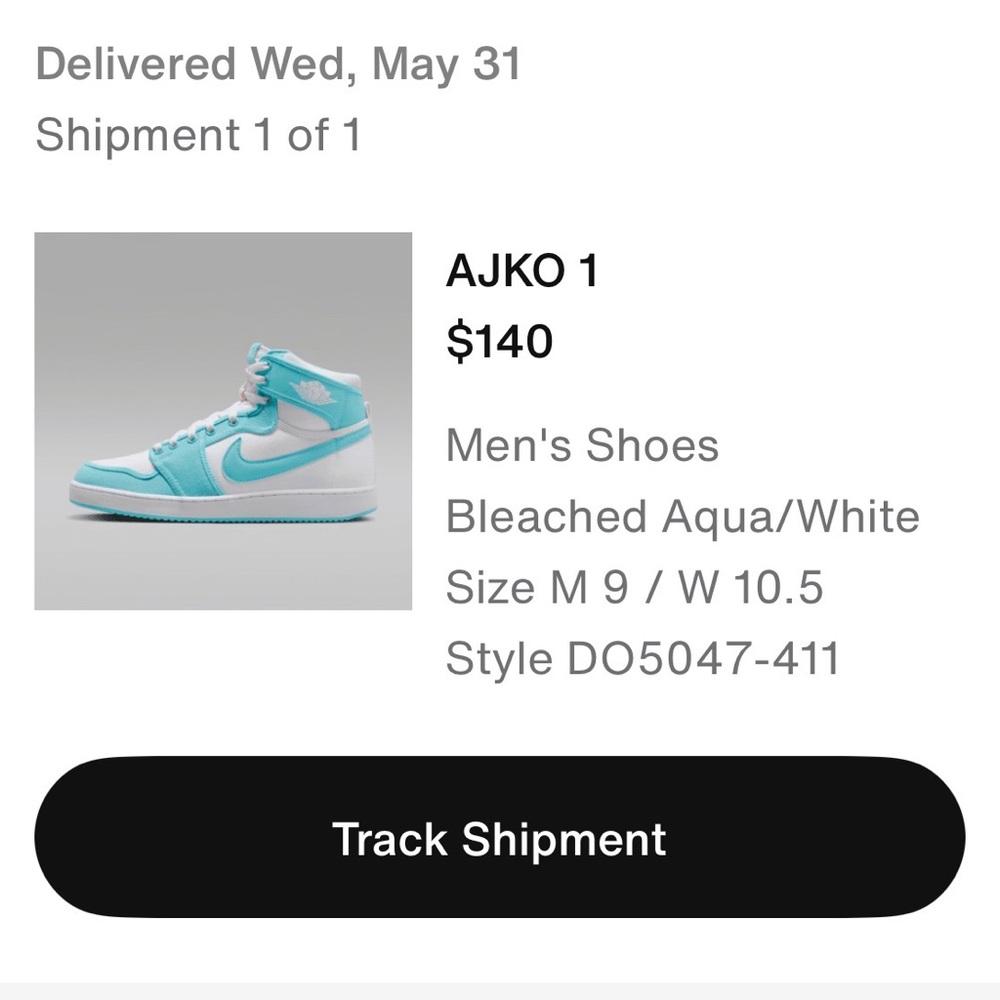 Nike AJKO 1 Aqua and White Athletic Shoes 9 - Picture 8 of 8